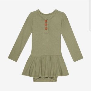 Posh Peanut Light Green Waffle Knit Henley Bodysuit Dress 6-12m